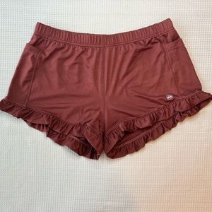 NWOT Senita recover ruffle Marsala shorts size XS